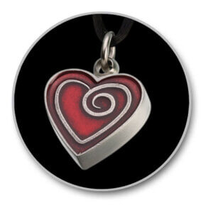 LoomisFuneralHome Merch Pewter Heart with Red Enamel Pendant