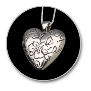LoomisFuneralHome Merch White Bronze Floral Heart Pendant